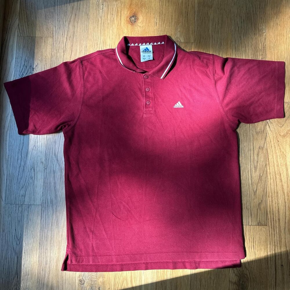 Vintage Adidas Maroon Men’s Button Up shirt Size: Large